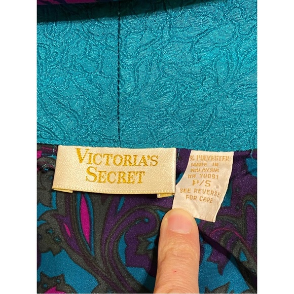 Vintage 90’s/Y2K Victoria Secret Gold Label Green Paisley Floral Kimono, Medium - Picture 6 of 9